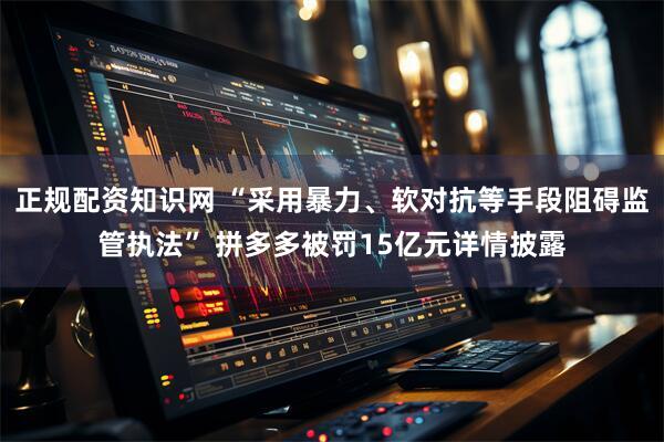 正规配资知识网 “采用暴力、软对抗等手段阻碍监管执法” 拼多多被罚15亿元详情披露